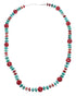 Southwestern Multicolor Multistone Authentic Sterling Silver Bead Necklace JX124638
