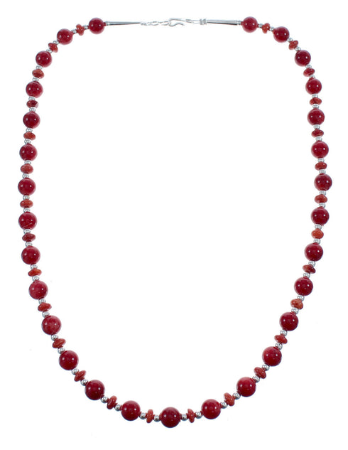 Southwestern Sterling Silver and Coral Bead Necklace JX124630