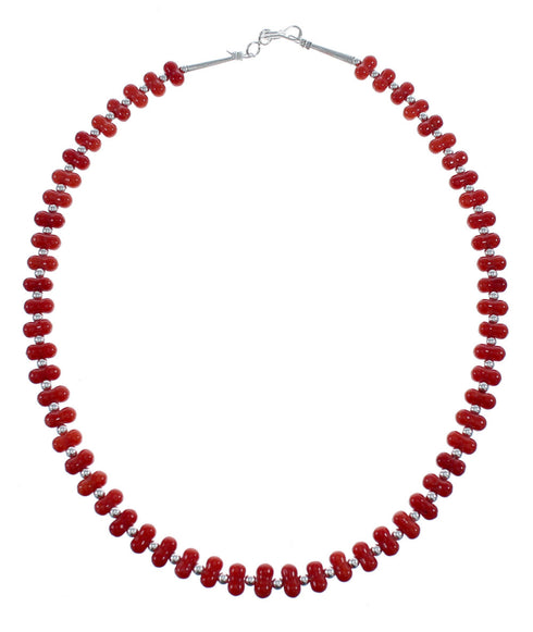 Southwestern Sterling Silver and Coral Bead Necklace JX124632