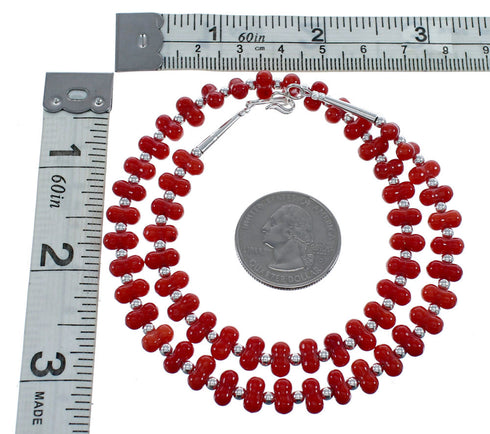 Southwestern Sterling Silver and Coral Bead Necklace JX124632