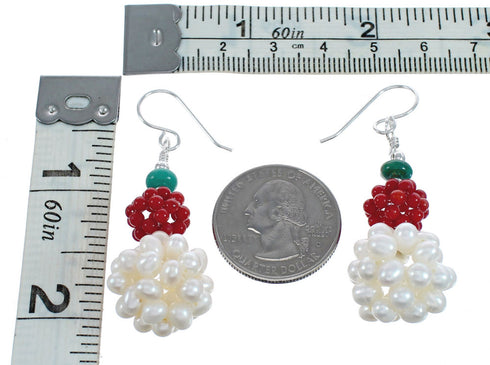 Authentic Sterling Silver Multicolor Bead Hook Dangle Earrings JX124622