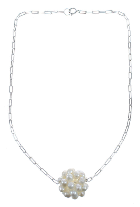 Mother of Pearl Sterling Silver Southwest Pendant Chain Necklace JX124639