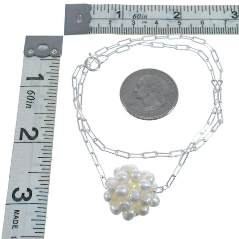 Mother of Pearl Sterling Silver Southwest Pendant Chain Necklace JX124639