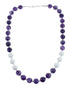 Native American Navajo Amethyst and Mother of Pearl Bead Sterling Silver Necklace AX124676