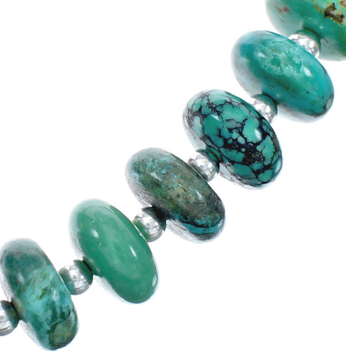 Native American Navajo Turquoise Bead Sterling Silver Necklace AX124668