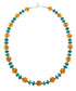 Native American Navajo Turquoise and Amber Bead Sterling Silver Necklace AX124696