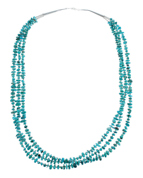 Silver 3 Strand Kingman Turquoise Bead Necklace AX124713