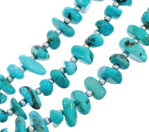 Silver 3 Strand Kingman Turquoise Bead Necklace AX124713