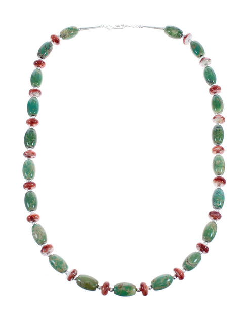 Kingman Turquoise and Oyster Shell Sterling Silver Bead Necklace AX124710