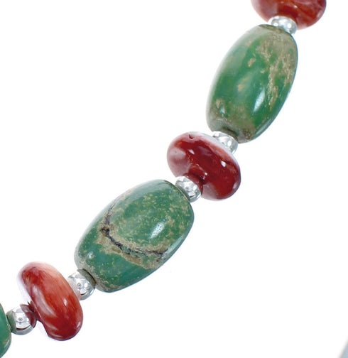 Kingman Turquoise and Oyster Shell Sterling Silver Bead Necklace AX124710