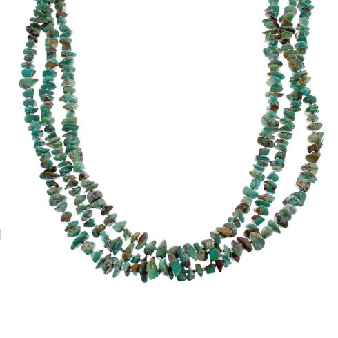 Silver 3 Strand Kingman Turquoise Bead Necklace AX124712