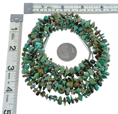 Silver 3 Strand Kingman Turquoise Bead Necklace AX124712