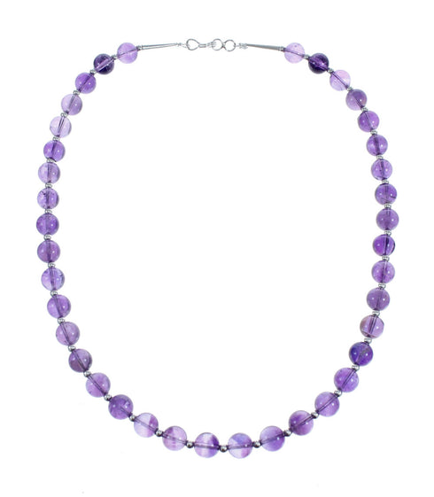 Southwest Amethyst Bead Sterling Silver Necklace AX124716