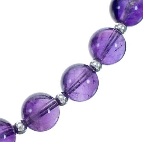 Southwest Amethyst Bead Sterling Silver Necklace AX124716