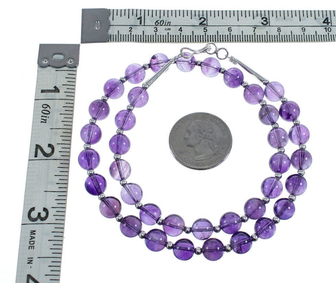 Southwest Amethyst Bead Sterling Silver Necklace AX124716