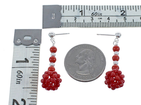 Sterling Silver Coral Bead Post Dangle Earrings AX124726