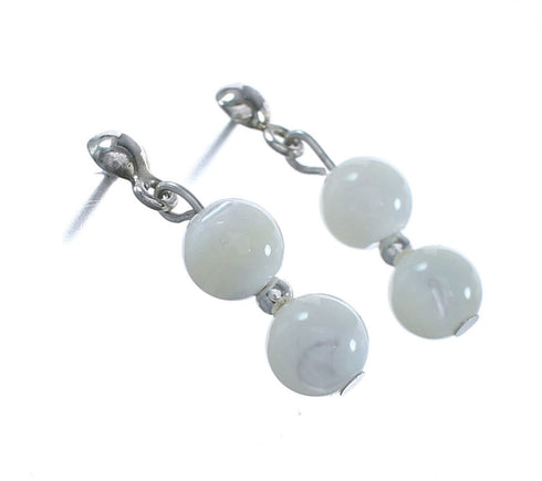Sterling Silver Mother of Pearl Bead Post Dangle Earrings AX124724