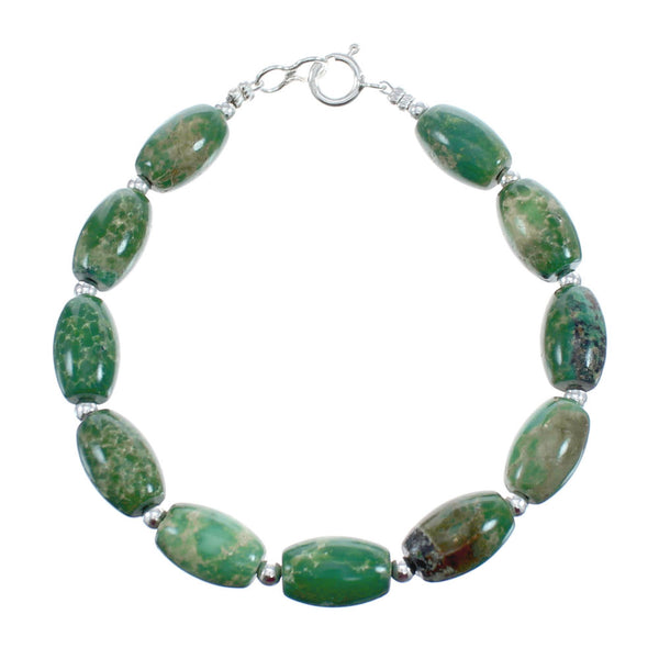 Southwestern Sterling Silver Kingman Turquoise Bead Bracelet AX124711