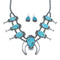 Turquoise Sterling Silver Navajo Naja Squash Blossom Necklace And Earrings Set AX124767