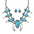 Turquoise Sterling Silver Navajo Naja Squash Blossom Necklace And Earrings Set AX124767
