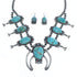 Turquoise Sterling Silver Navajo Naja Squash Blossom Necklace And Earrings Set AX124768