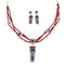 Zuni Indian Multicolor Sterling Silver 3-Strand Bead Necklace And Earrings Set AX124746