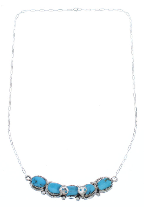 Turquoise Sterling Silver Zuni Effie Calavaza Snake Necklace AX124755