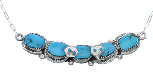 Turquoise Sterling Silver Zuni Effie Calavaza Snake Necklace AX124755