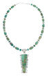 Native American Kingman Turquoise Inlay And Sterling Silver Navajo Bead Necklace And Pendant Set AX124778