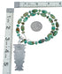 Native American Kingman Turquoise Inlay And Sterling Silver Navajo Bead Necklace And Pendant Set AX124778