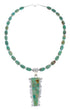 Native American Kingman Turquoise Inlay And Sterling Silver Navajo Bead Necklace And Pendant Set AX124780