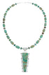 Native American Kingman Turquoise Inlay And Sterling Silver Navajo Bead Necklace And Pendant Set AX124783