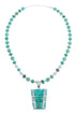 Native American Kingman Turquoise Cobble Inlay And Sterling Silver Navajo Bead Necklace Set AX124790
