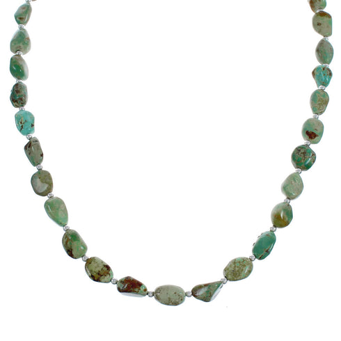 Navajo Sterling Silver Turquoise Bead Necklace AX124793