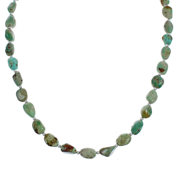 Navajo Sterling Silver Turquoise Bead Necklace AX124793