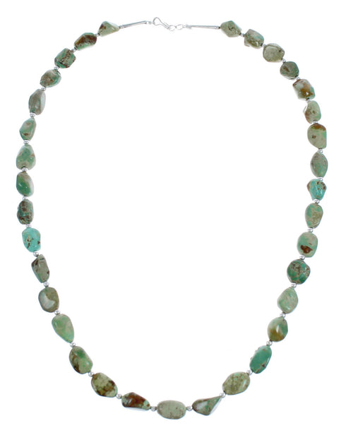 Navajo Sterling Silver Turquoise Bead Necklace AX124793