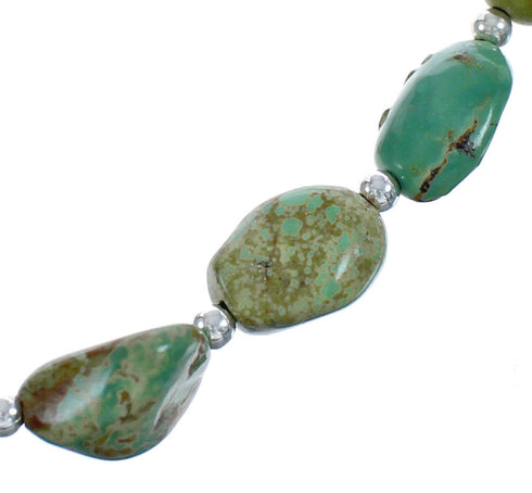 Navajo Sterling Silver Turquoise Bead Necklace AX124793