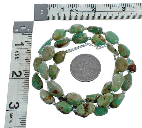 Navajo Sterling Silver Turquoise Bead Necklace AX124793