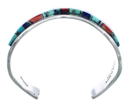 Navajo Sterling Silver Multicolor Inlay Cuff Bracelet AX124843