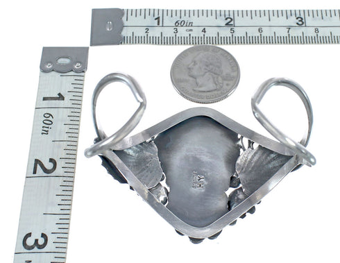 Native American Turquoise Scalloped Leaf Sterling Silver Cuff Bracelet AX124852