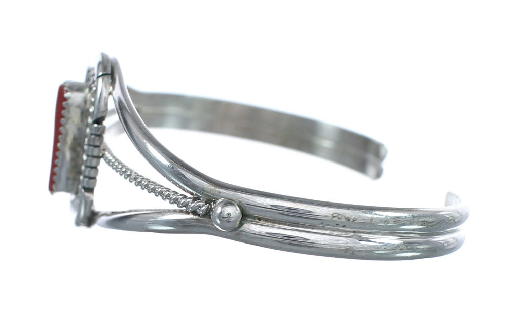 Native American Coral And Sterling Silver Navajo Cuff Bracelet AX12482 ...