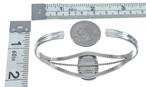 Native American Coral And Sterling Silver Navajo Cuff Bracelet AX124824