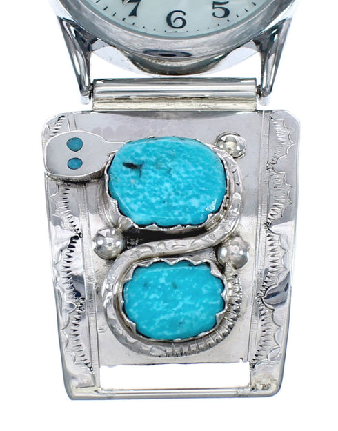 Native American Snake Zuni Sterling Silver Turquoise Watch AX124856