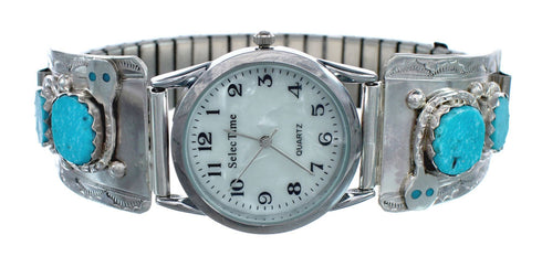 Native American Snake Zuni Sterling Silver Turquoise Watch AX124856