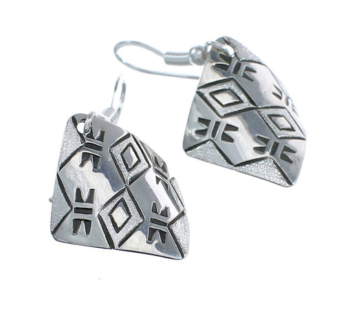 Native American Genuine Sterling Silver Hook Dangle Earrings JX125135