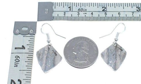Native American Genuine Sterling Silver Hook Dangle Earrings JX125135