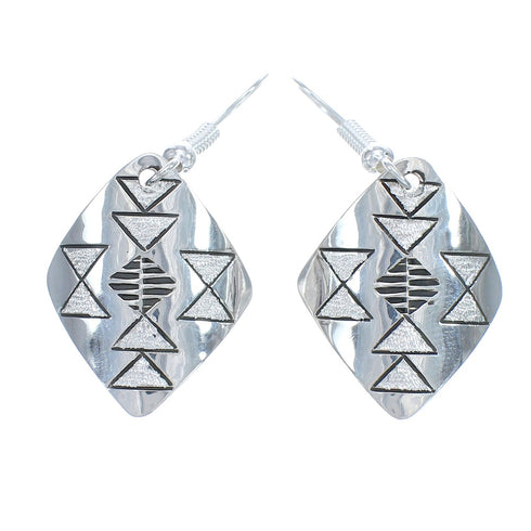 Native American Genuine Sterling Silver Hook Dangle Earrings JX125138