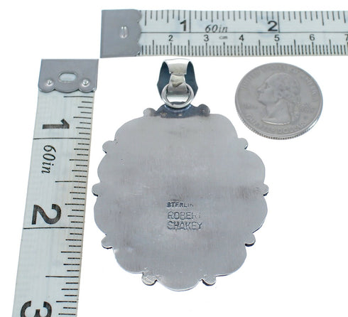 Native American Navajo Genuine Sterling Silver And Turquoise Pendant JX125083