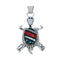 Native American Multicolor Inlay Sterling Silver Turtle Pendant JX125084