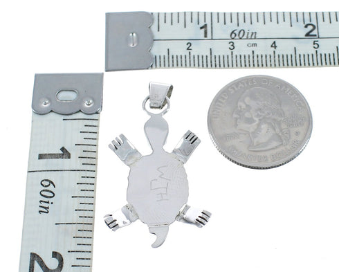 Native American Multicolor Inlay Sterling Silver Turtle Pendant JX125084
